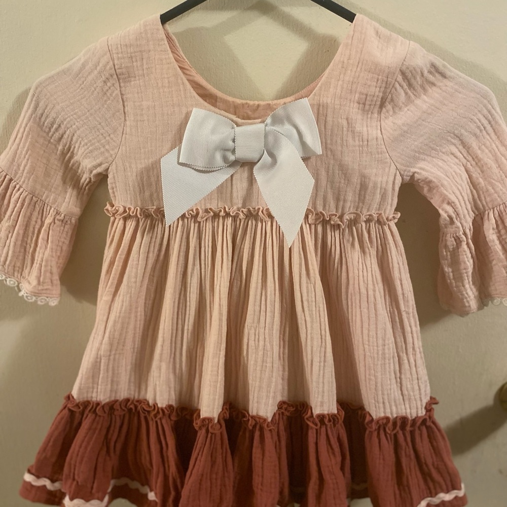 Matilda Jane Dress- Light Pink and Maroon